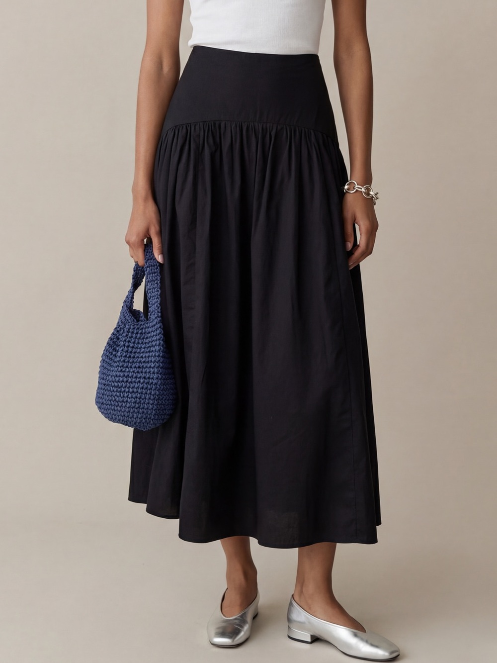 Caara Vashti Women's Black High-Waist Maxi Skirt NWT Sz 0